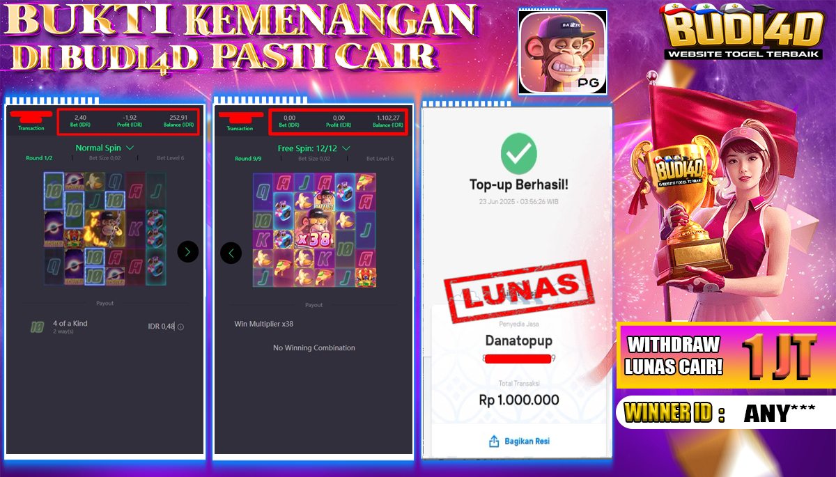 BUDI4D JACKPOT SLOT PGSOFT WILD APE Rp.1.000.000,- LUNAS
