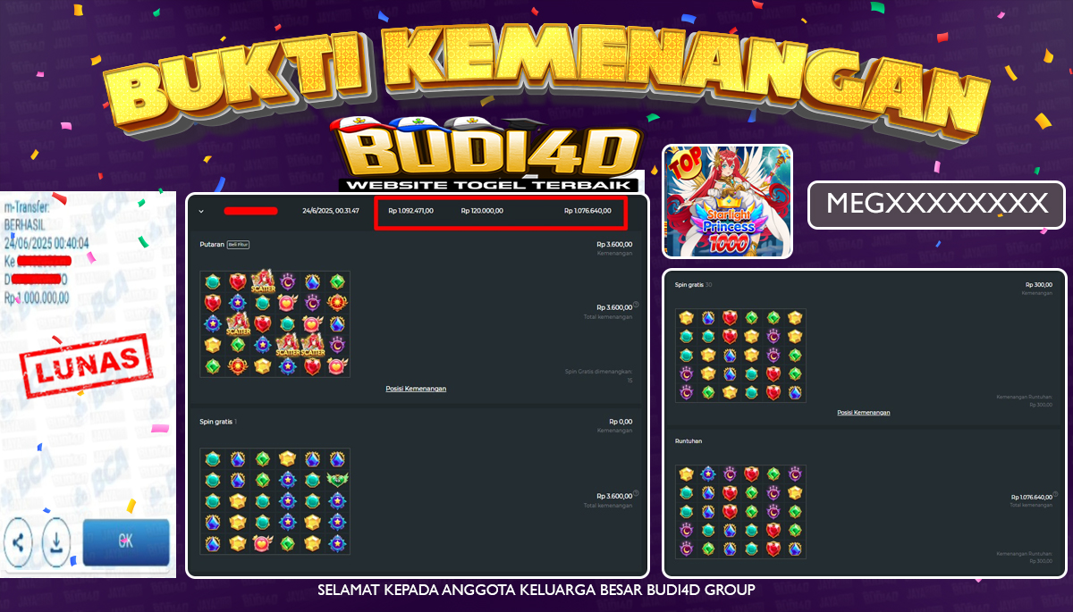 BUDI4D JACKPOT SLOT PRAGMATIC PLAY STARLIGHT PRINCESS 1000 Rp.1.000.000,- LUNAS