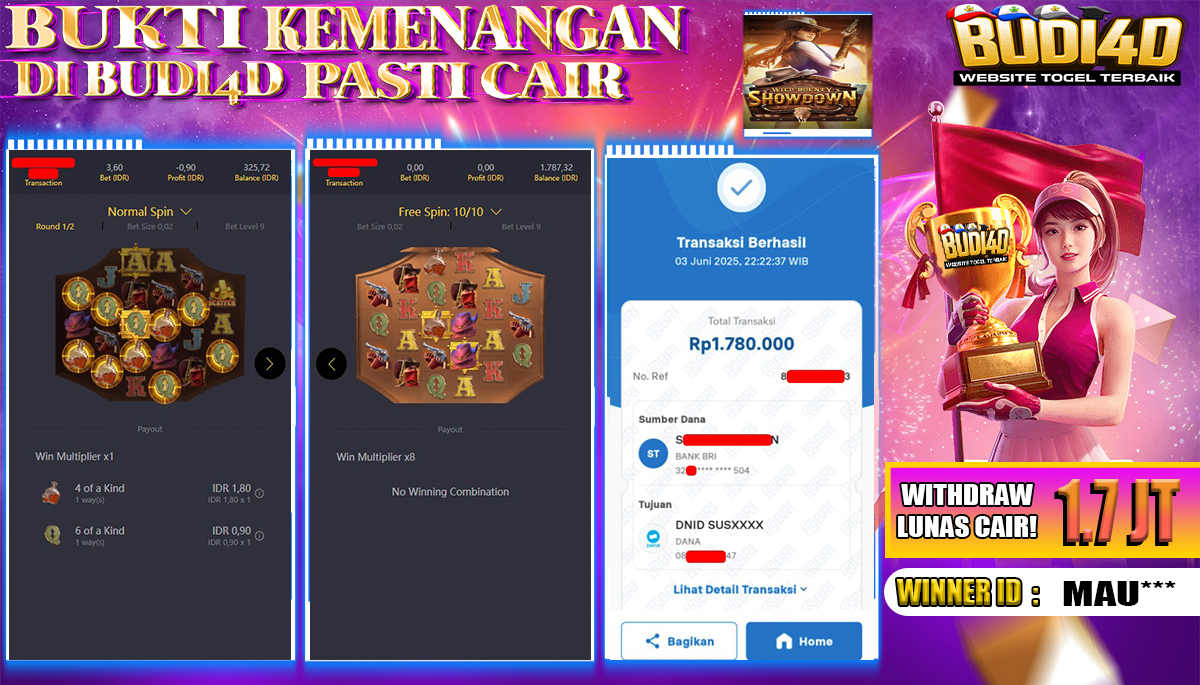 BUDI4D JACKPOT SLOT PGSOFT WILD BOUNTY SHOWDOWN Rp.1.780.000,- LUNAS