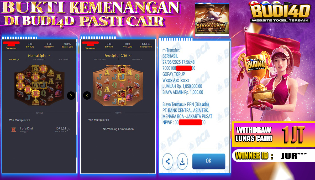 BUDI4D JACKPOT SLOT PGSOFT WILD BOUNTY SHOWDOWN Rp.1.050.000,- LUNAS