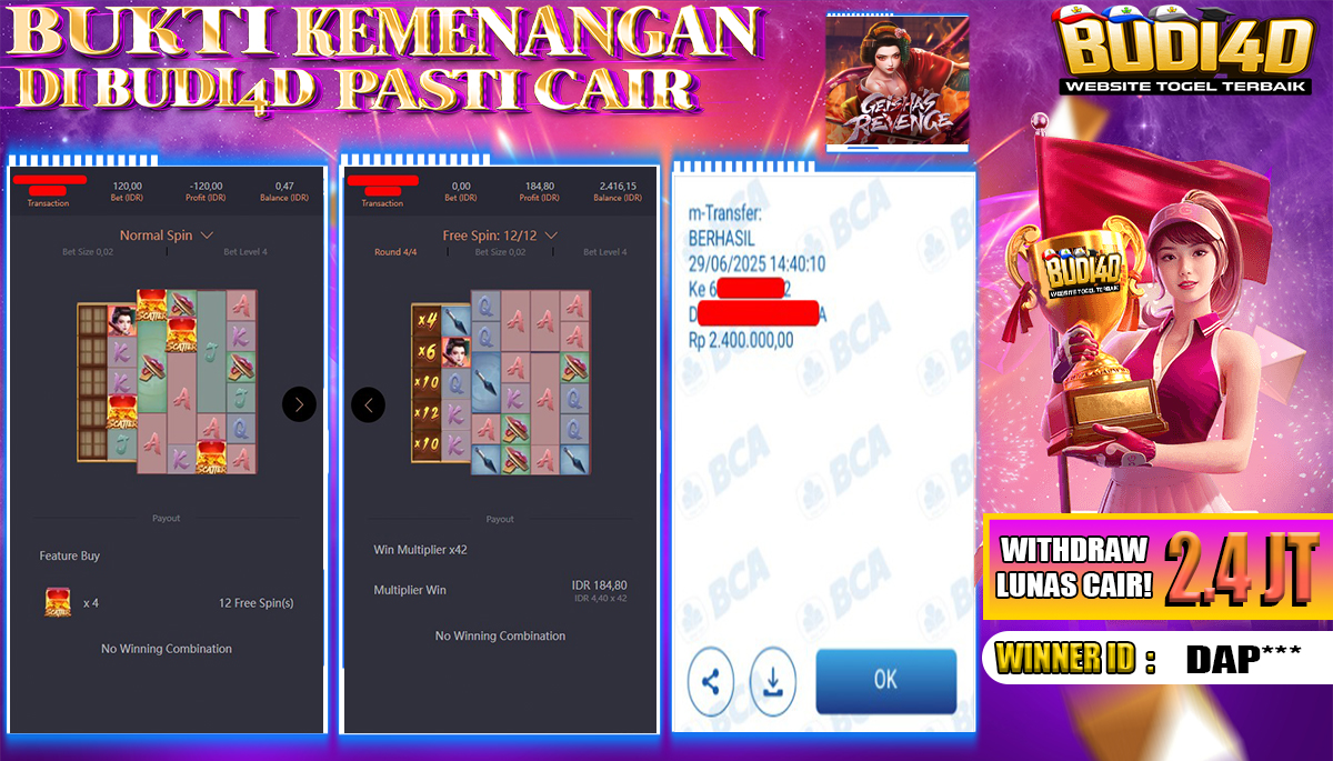 BUDI4D JACKPOT SLOT PGSOFT GEISHA REVANGE Rp.2.400.000,- LUNAS