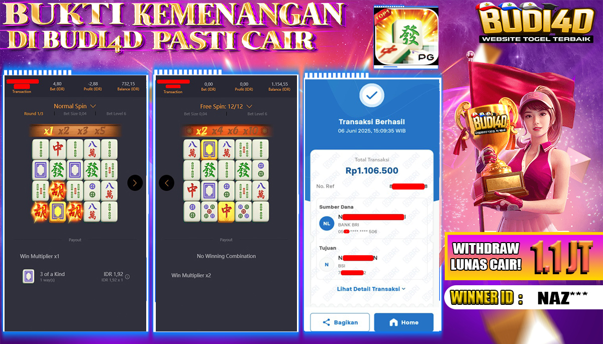 BUDI4D JACKPOT SLOT PGSOFT MAHJONG WAYS Rp.1.100.000,- LUNAS