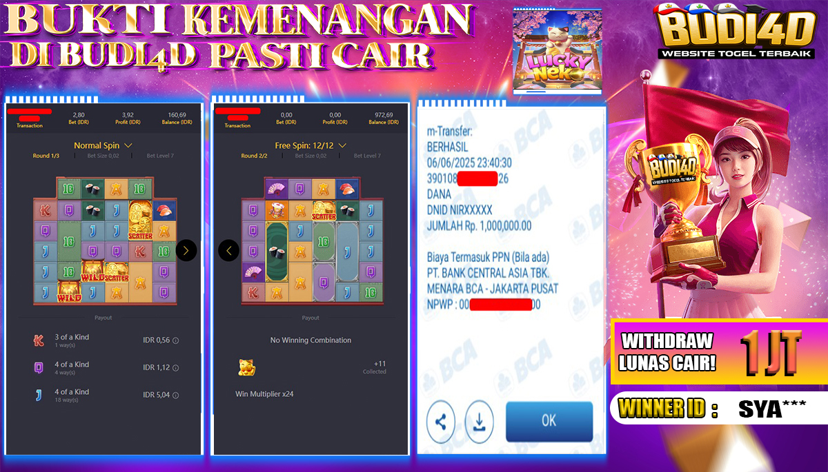 BUDI4D JACKPOT SLOT PGSOFT LUCKY NEKO Rp.1.100.000,- LUNAS