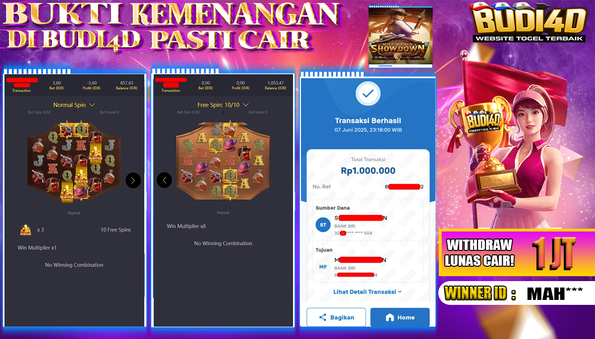 BUDI4D JACKPOT SLOT PGSOFT WILD BOUNTY SHOWDOWN Rp.1.000.000,- LUNAS