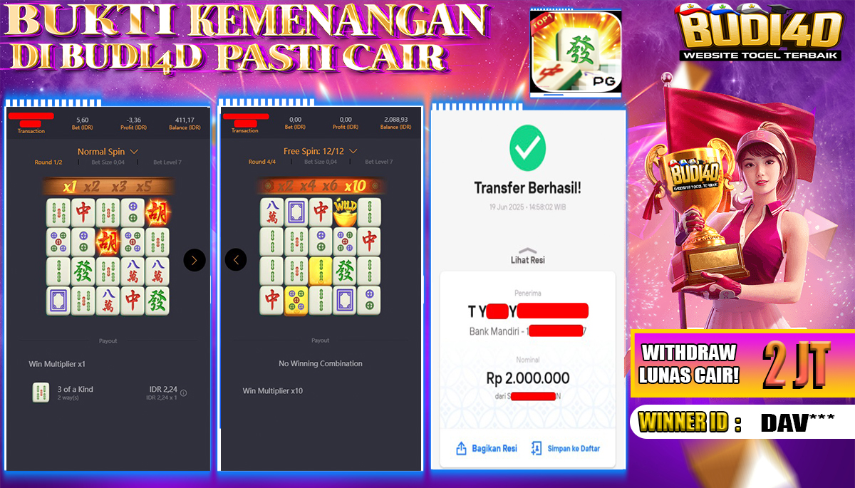 BUDI4D JACKPOT SLOT PGSOFT MAHJONG WAYS Rp.2.000.000,- LUNAS