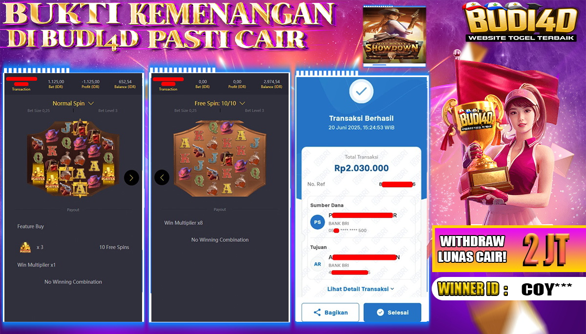 BUDI4D JACKPOT SLOT PGSOFT WILD BOUNTY SHOWDOWN Rp.2.030.000,- LUNAS