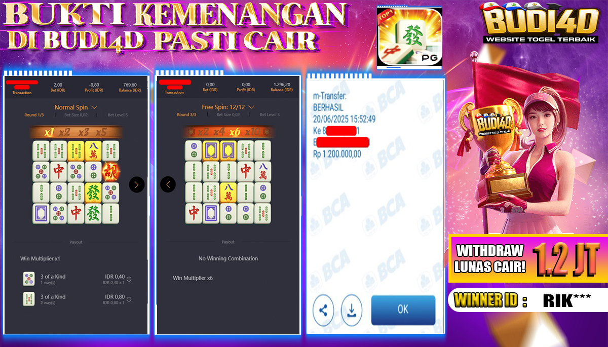 BUDI4D JACKPOT SLOT PGSOFT MAHJONG WAYS Rp.1.200.000,- LUNAS