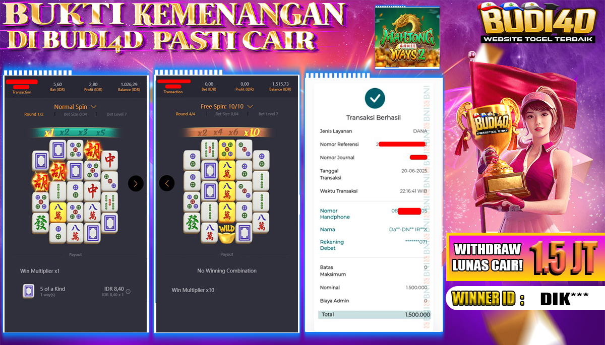 BUDI4D JACKPOT SLOT PGSOFT MAHJONG WAYS 2 Rp.1.500.000,- LUNAS