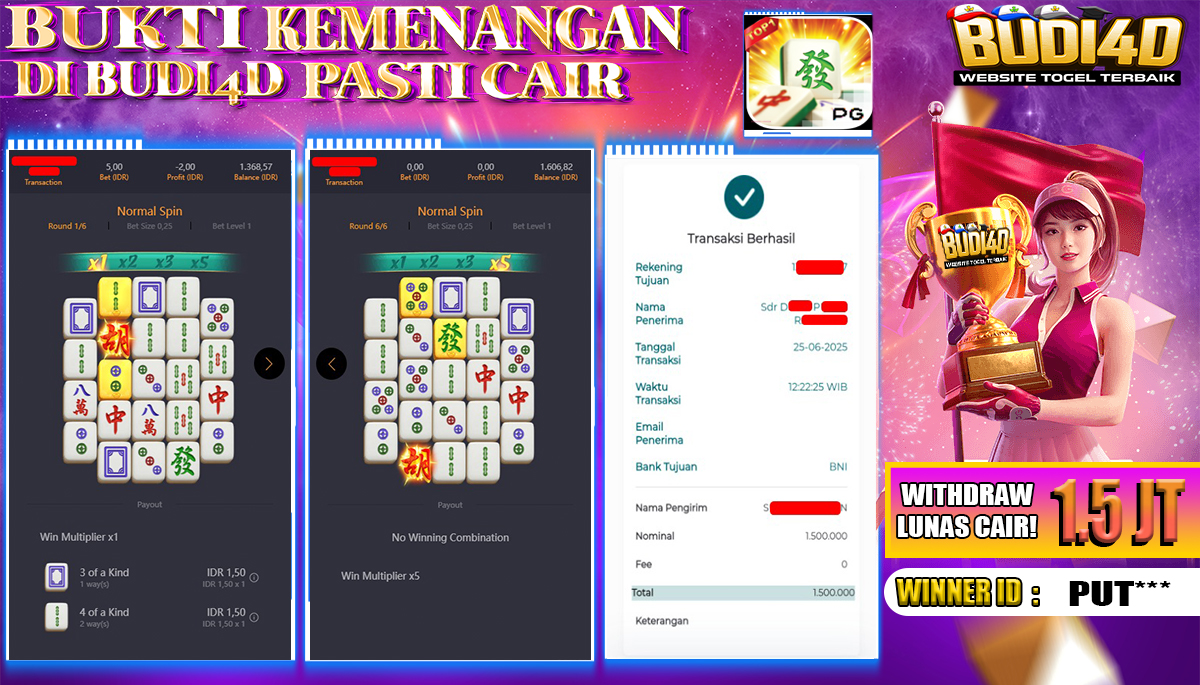 BUDI4D JACKPOT SLOT PGSOFT MAHJONG WAYS 2 Rp.1.500.000,- LUNAS