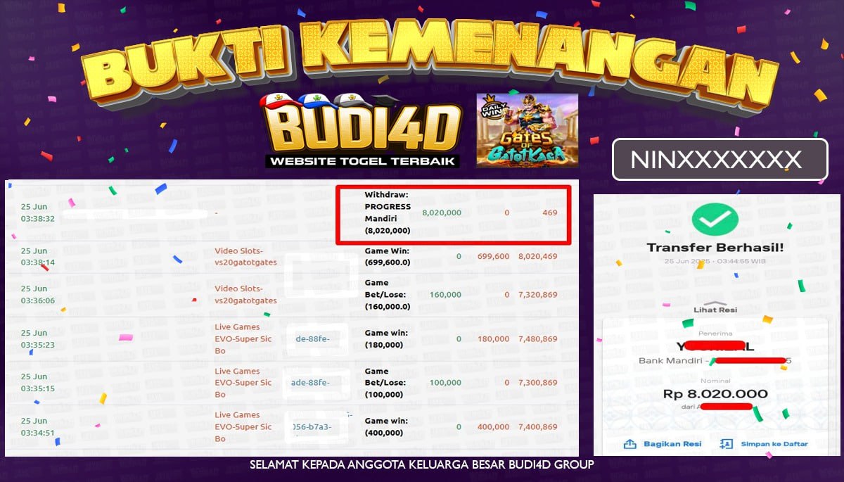 BUDI4D JACKPOT SLOT PRAGMATIC PLAY GATES OF GATOTKACA Rp.8.020.000,- LUNAS