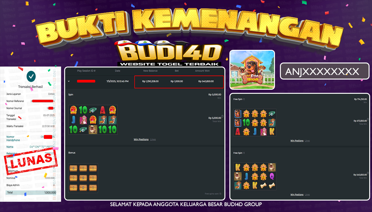 BUDI4D JACKPOT SLOT PRAGMATIC THE DOG HOUSE Rp.1.000.000,- LUNAS