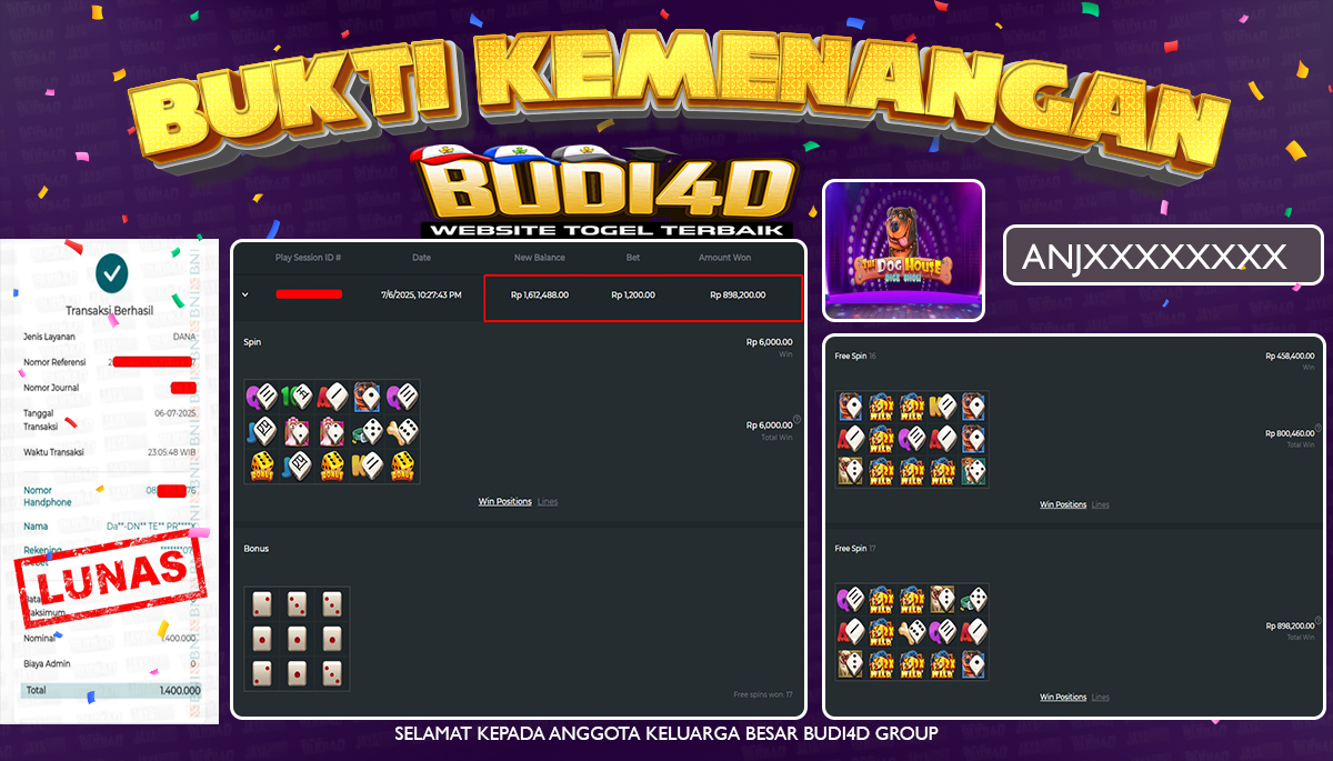 BUDI4D JACKPOT SLOT PRAGMATIC THE DOG HOUSE DICE SHOW Rp.1.400.000,- LUNAS