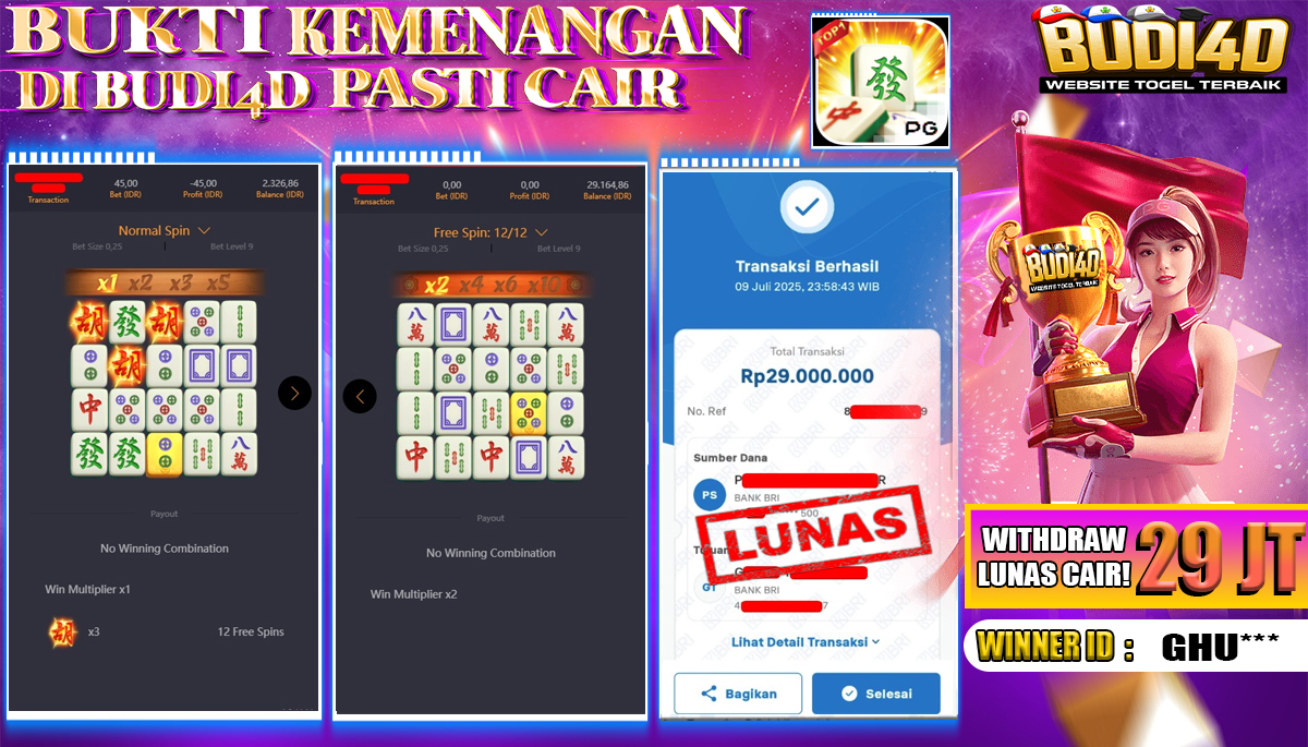 BUDI4D JACKPOT SLOT PGSOFT MAHJONG WAYS Rp.29.000.000,- LUNAS