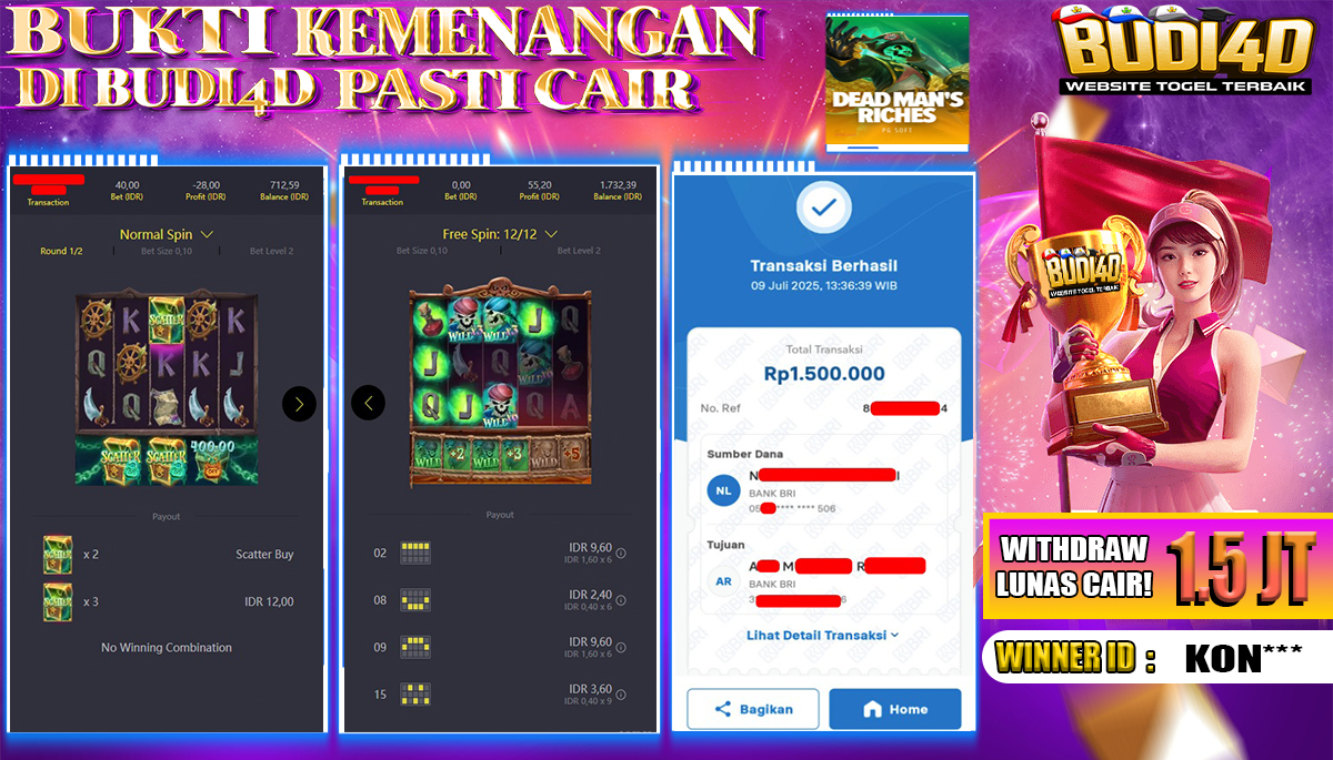 BUDI4D JACKPOT SLOT PGSOFT DEAD MANS RICHES Rp.1.500.000,- LUNAS