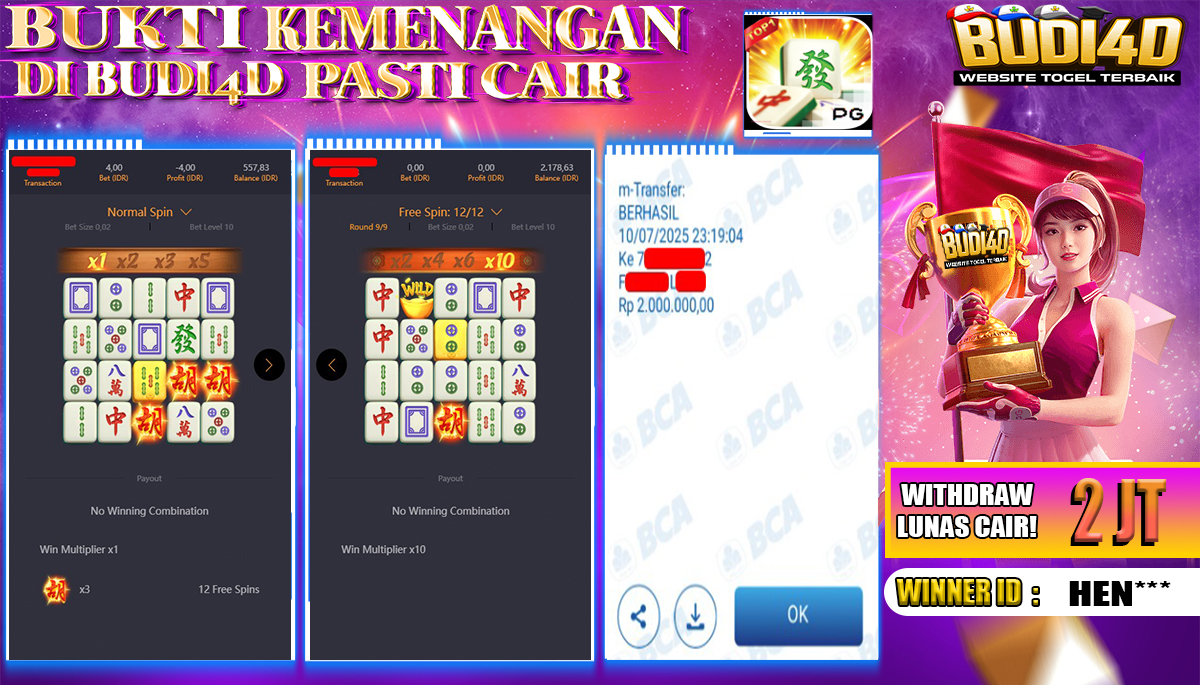BUDI4D JACKPOT SLOT PGSOFT MAHJONG WAYS Rp.2.000.000,- LUNAS