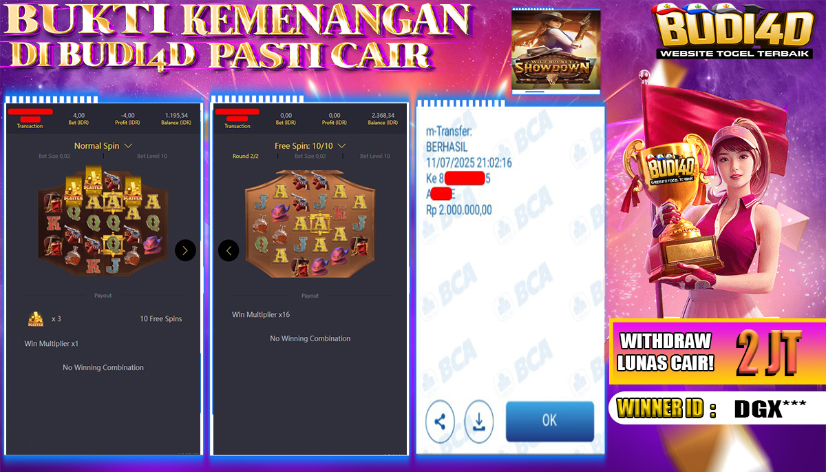 BUDI4D JACKPOT SLOT PGSOFT WILD BOUNTY SHOWDOWN Rp.2.000.000,- LUNAS