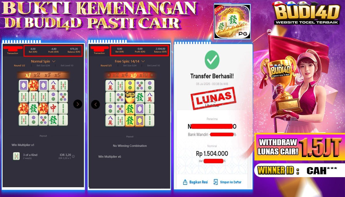 BUDI4D JACKPOT SLOT PGSOFT MAHJONG WAYS Rp.1.501.000,- LUNAS