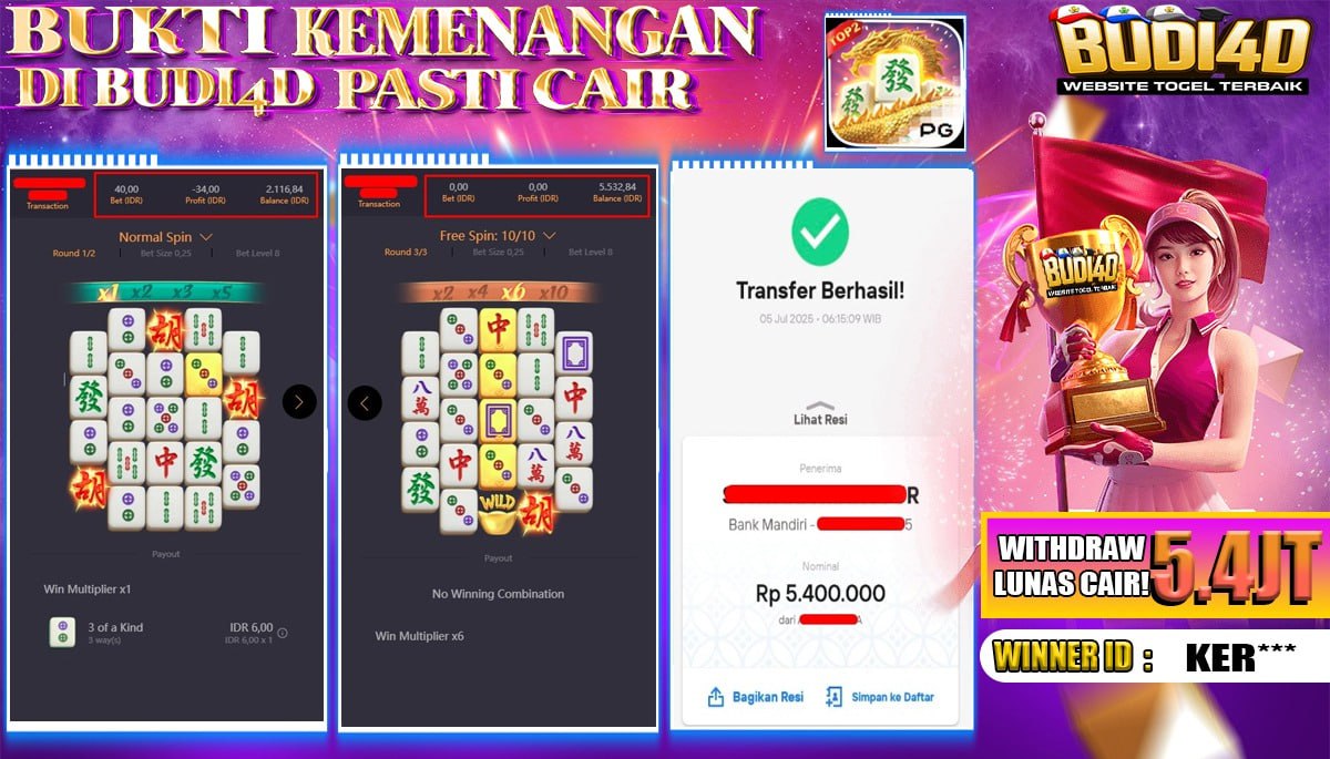 BUDI4D JACKPOT SLOT PGSOFT MAHJONG WAYS 2 Rp.5.400.000,- LUNAS