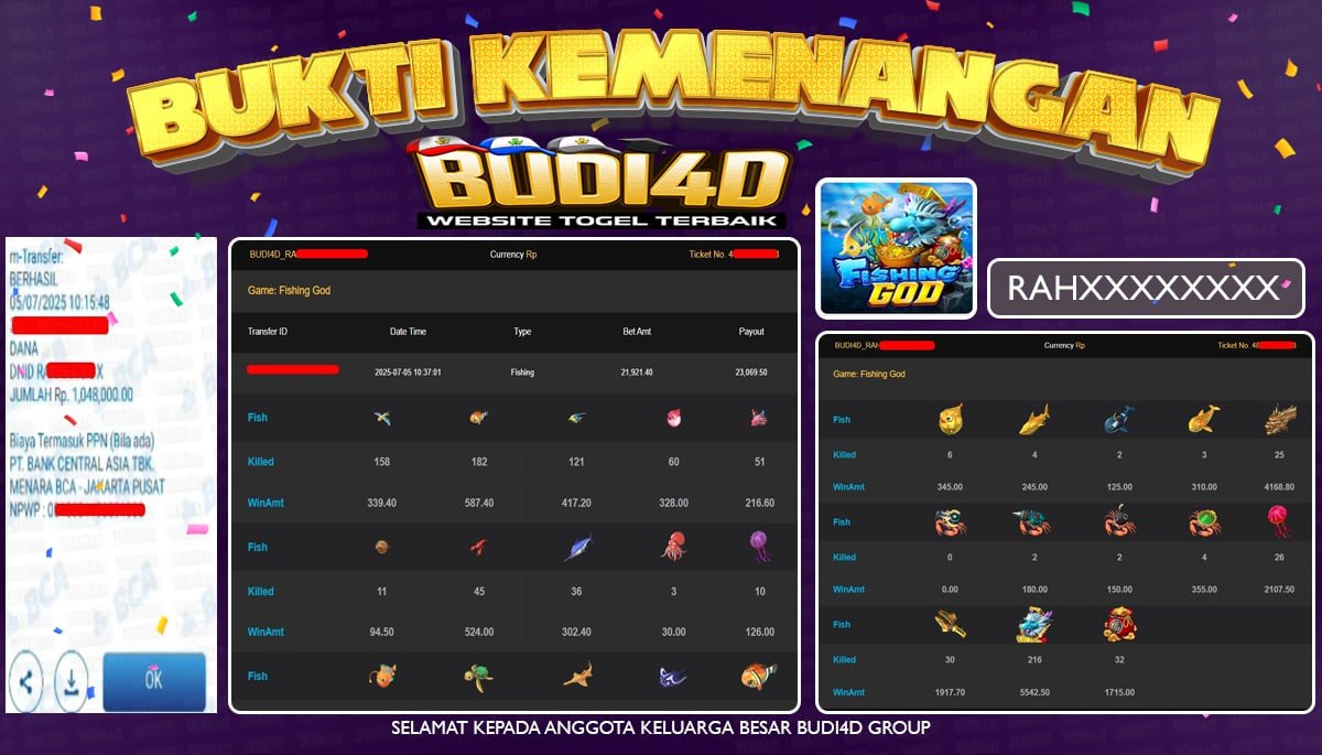 BUDI4D JACKPOT ARCADE SPADE FISHING GOD Rp.1.048.000,- LUNAS