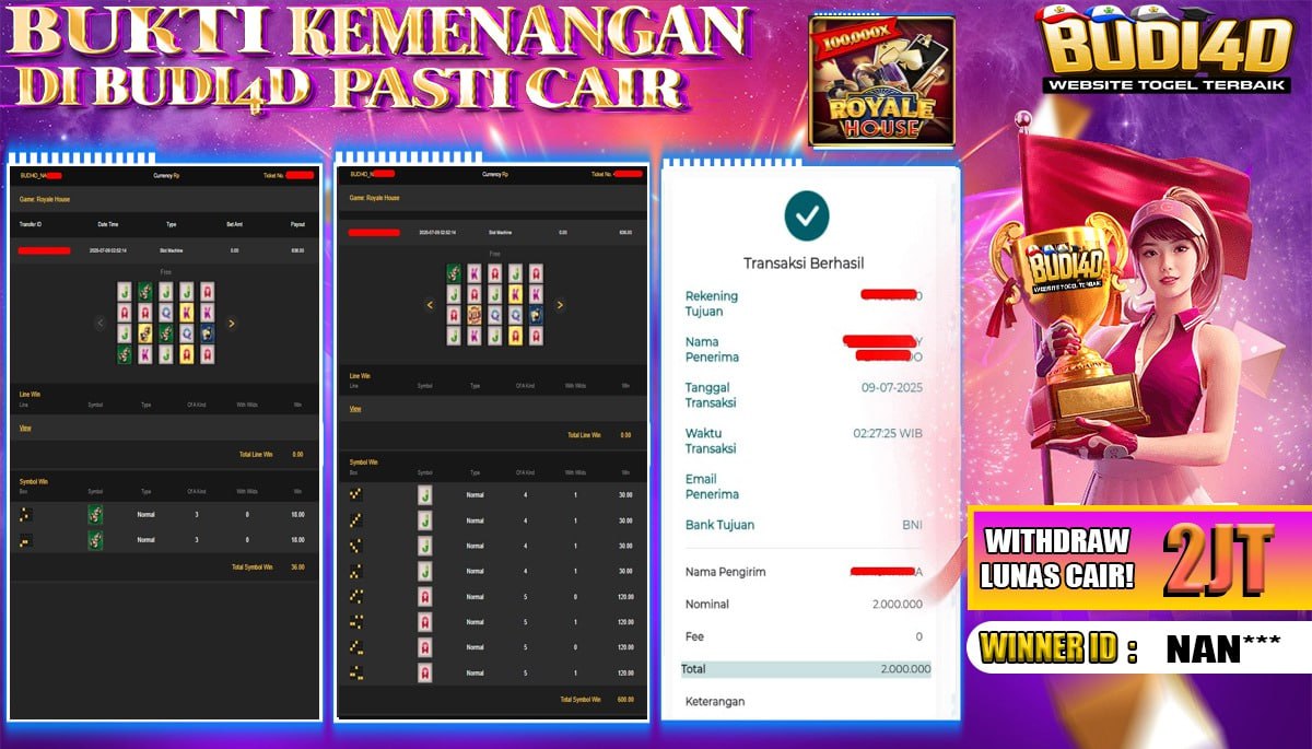 BUDI4D JACKPOT SLOT SPADE ROYAL HOUSE Rp.2.000.000,- LUNAS