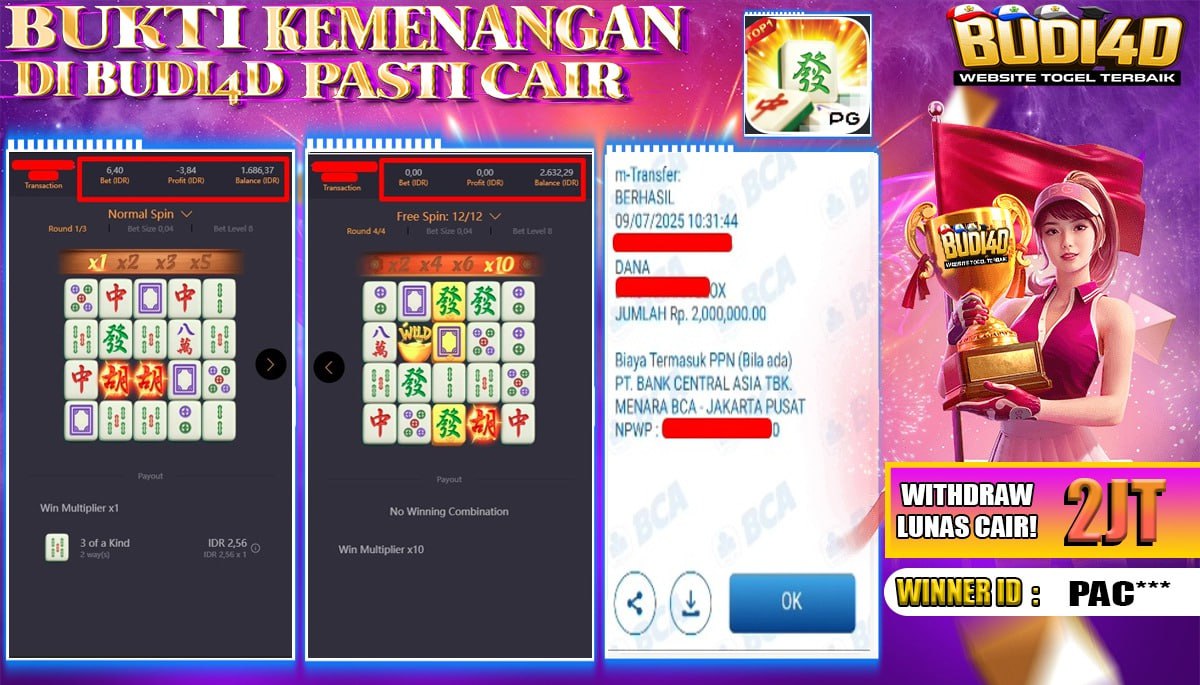 BUDI4D JACKPOT SLOT PGSOFT MAHJONG WAYS Rp.2.000.000,- LUNAS