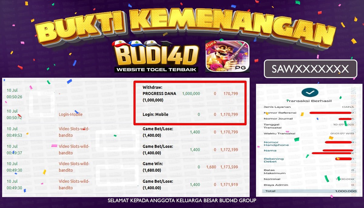 BUDI4D JACKPOT SLOT PGSOFT WILD BANDITO Rp.1.100.000,- LUNAS