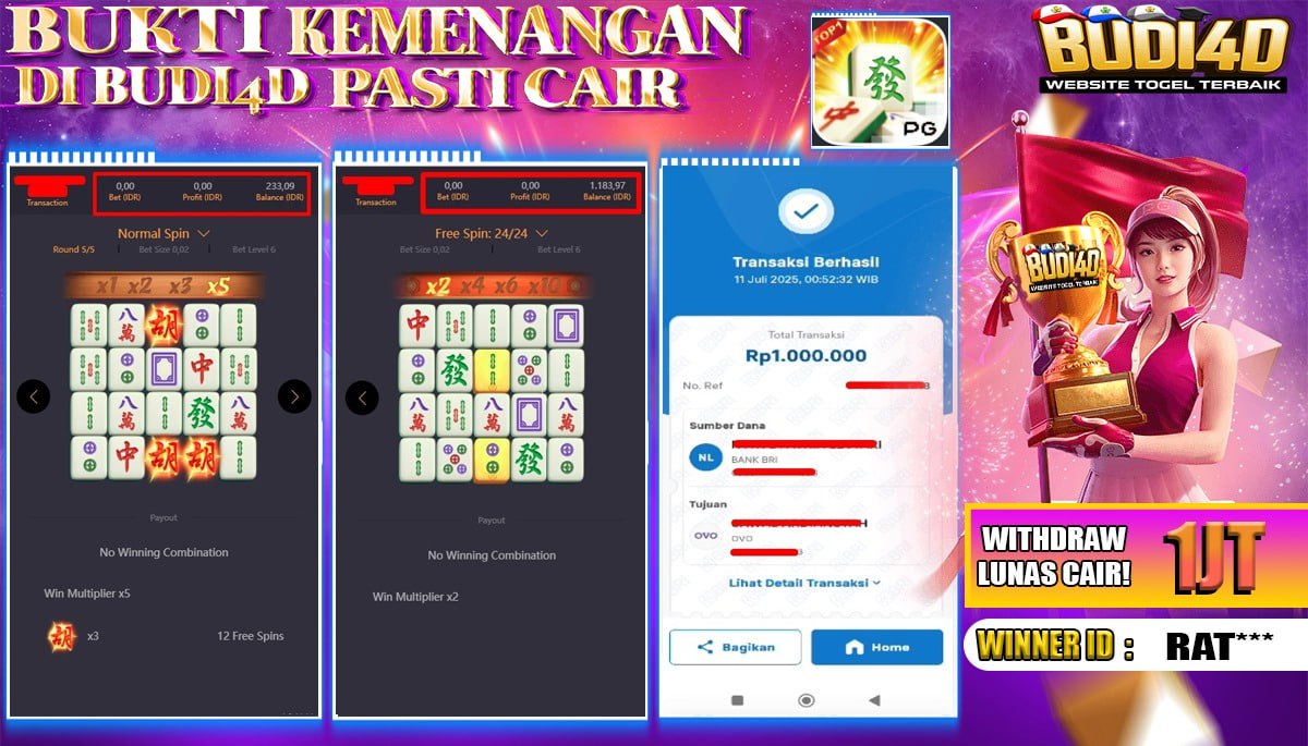 BUDI4D JACKPOT SLOT PGSOFT MAHJONG WAYS Rp.1.000.000,- LUNAS