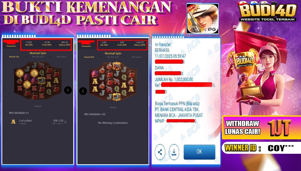 BUDI4D JACKPOT SLOT PGSOFT WILD BOUNTY SHOWDOWN Rp.1.002.000,- LUNAS